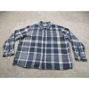 REI Co-Op Shirt Adult 2XL XXL Blue Orange Hemp Cotton Button Up Casual Mens